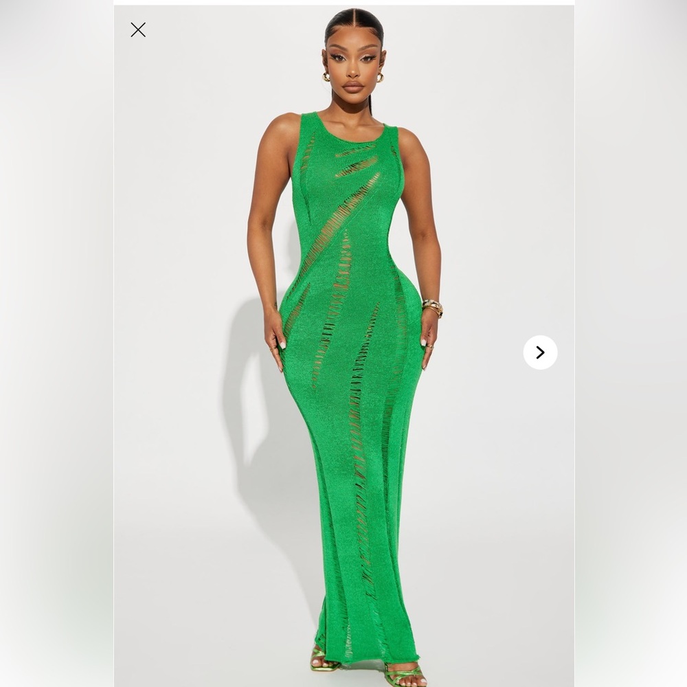 Avery Crochet Maxi Dress - Green